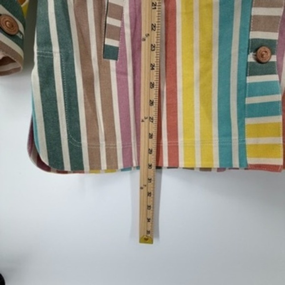 Nocturne Striped Jacket Multi Color Button Front Detachable Fur Collar 2XL‎ NEW - Picture 9 of 9